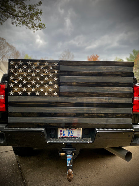 5ft Subdued Stained Wood American Flag