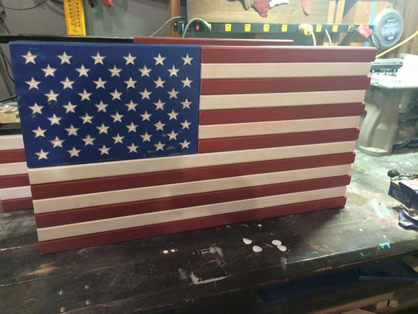 3ft Red White and Blue Stained Flag Case