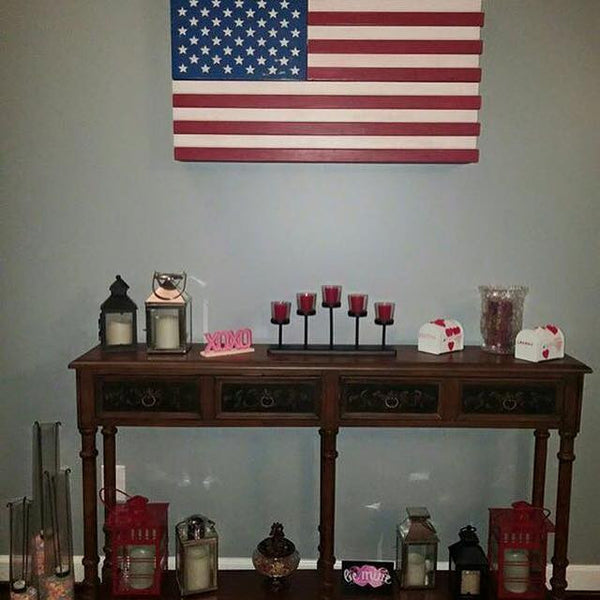 3ft Red White and Blue Stained Flag Case