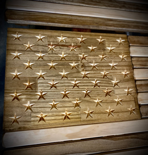3ft Wood - Natural and Dark Walnut Stained American Flag