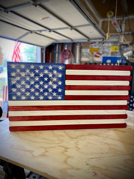 3ft Red White and Blue Stained Flag Case