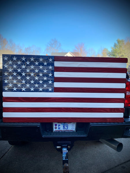 5ft Red, White and Blue Stained Wood American Flag