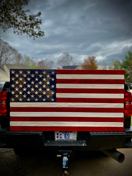 5ft Red, White and Blue Stained Wood American Flag