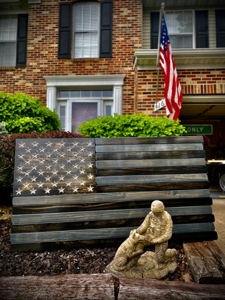 5ft Subdued Stained Wood American Flag
