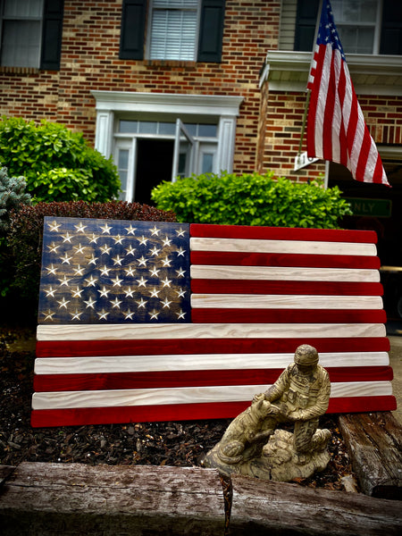 5ft Red, White and Blue Stained Wood American Flag