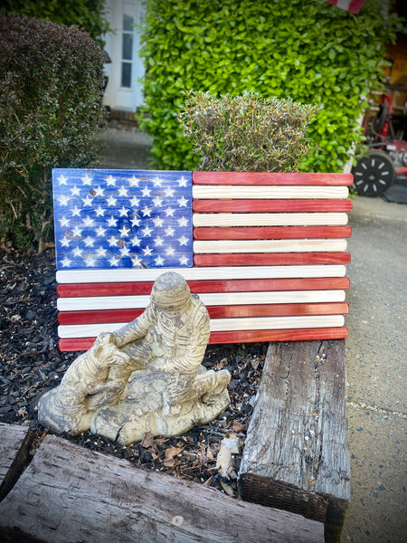 3ft Wood - Red White and Blue Stained American Flag