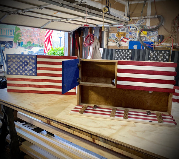 3ft Red White and Blue Stained Flag Case