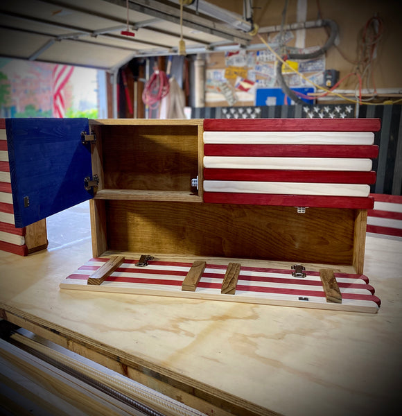 3ft Red White and Blue Stained Flag Case
