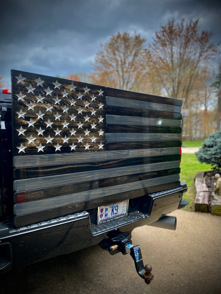5ft Subdued Stained Wood American Flag