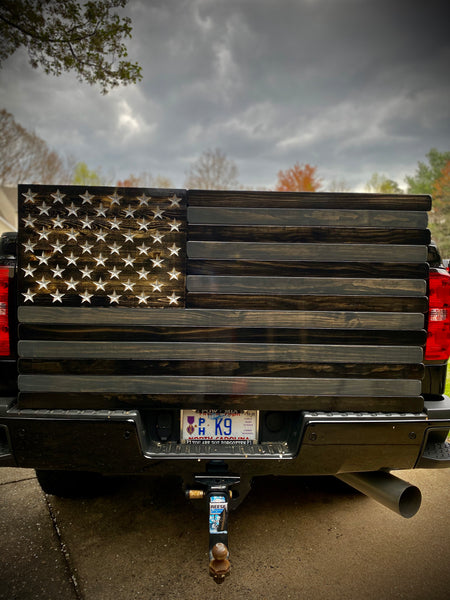5ft Subdued Stained Wood American Flag
