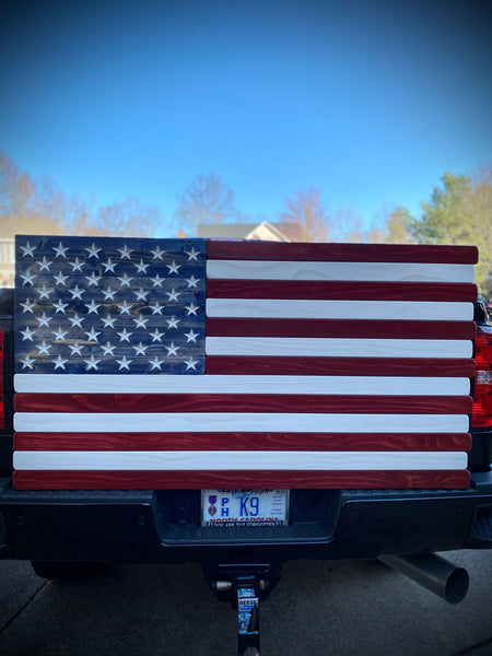 5ft Red, White and Blue Stained Wood American Flag