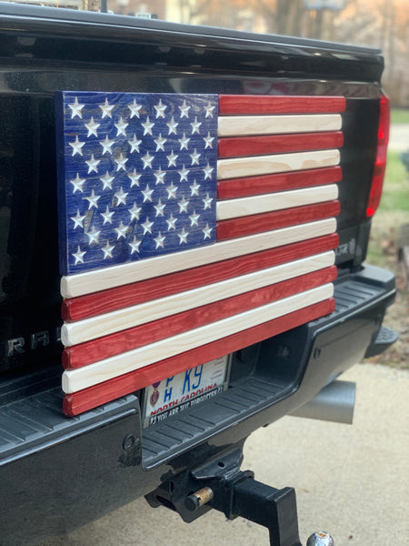 3ft Wood - Red White and Blue Stained American Flag