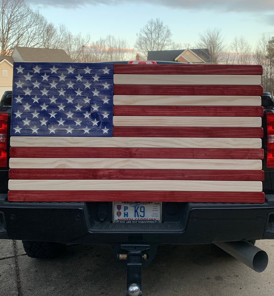 5ft Red, White and Blue Stained Wood American Flag