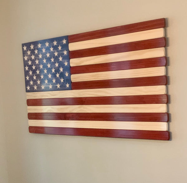 5ft Red, White and Blue Stained Wood American Flag