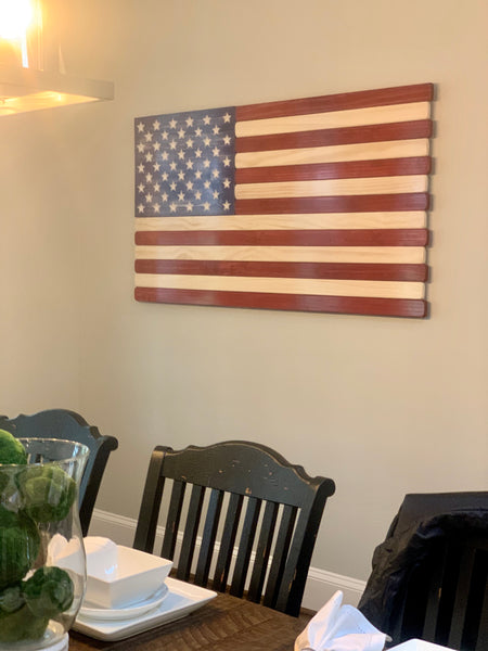 5ft Red, White and Blue Stained Wood American Flag