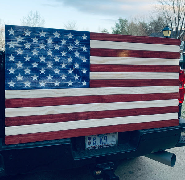 5ft Red, White and Blue Stained Wood American Flag