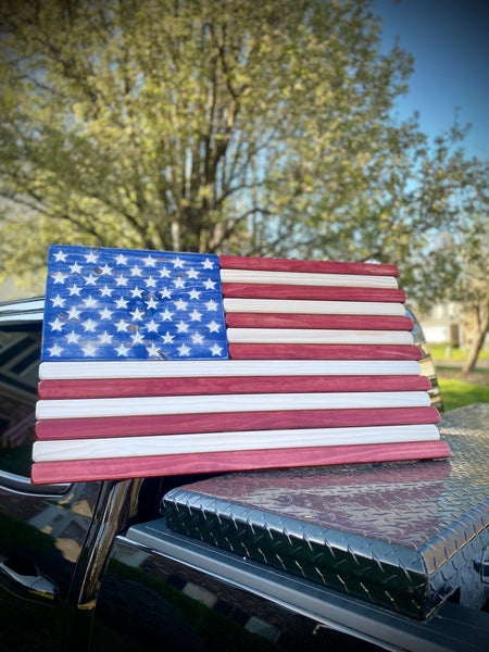 3ft Wood - Red White and Blue Stained American Flag