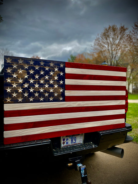 5ft Red, White and Blue Stained Wood American Flag