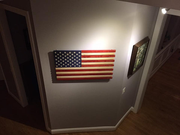 3ft Wood - Red White and Blue Stained American Flag