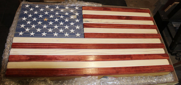 3ft Red White and Blue Stained Flag Case