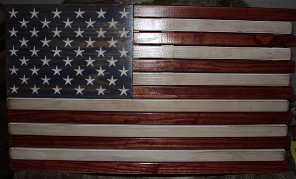 3ft Wood - Red White and Blue Stained American Flag