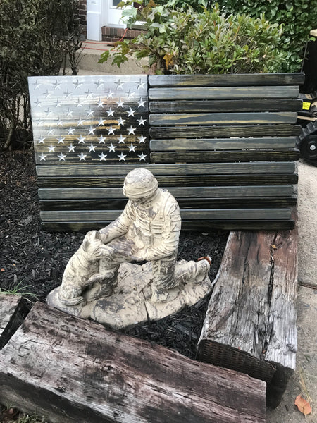 3ft Subdued Stained Wood American Flag