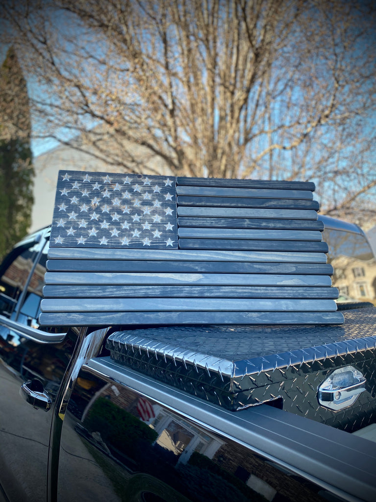 3ft Subdued Stained Wood American Flag