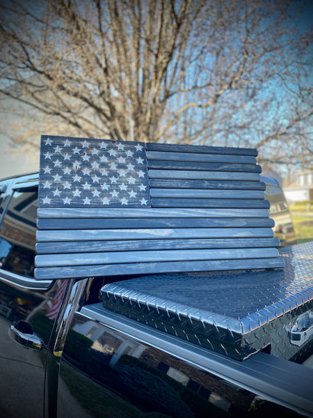 3ft Subdued Stained Wood American Flag