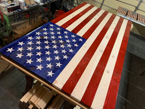 Giant 8ft Wood American Flag **PICKUP OR LOCAL DELIVERY ONLY**