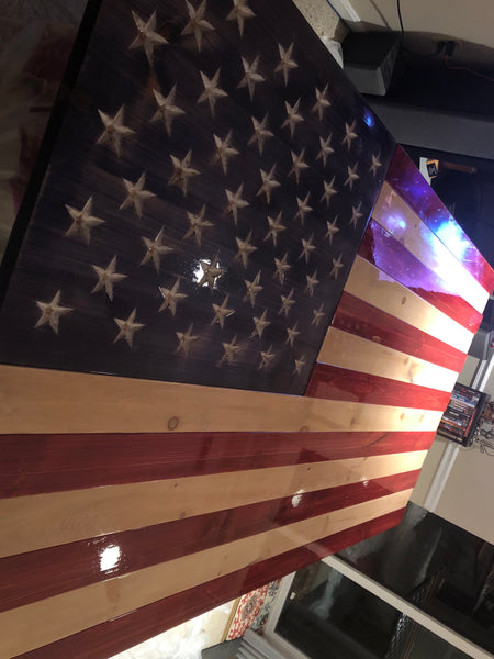 Giant 8ft Wood American Flag **PICKUP OR LOCAL DELIVERY ONLY**