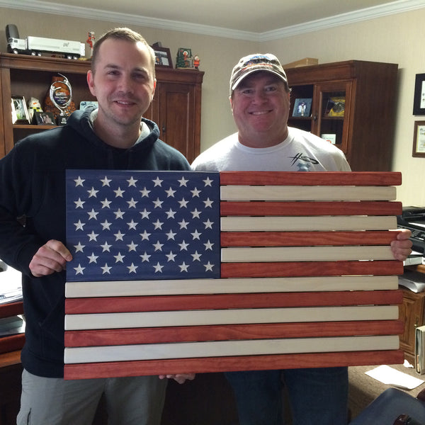 3ft Wood - Red White and Blue Stained American Flag