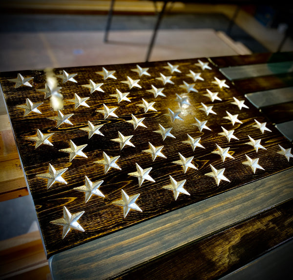 5ft Subdued Stained Wood American Flag
