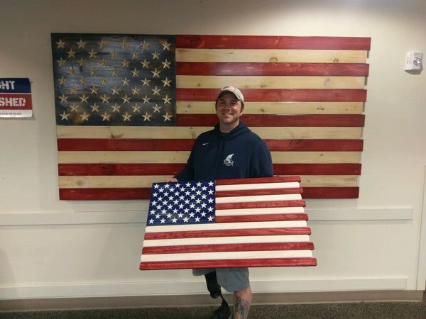 3ft Wood - Red White and Blue Stained American Flag
