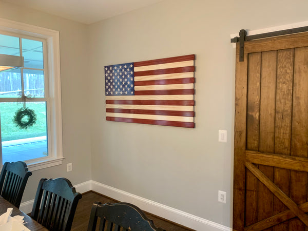 5ft Red, White and Blue Stained Wood American Flag