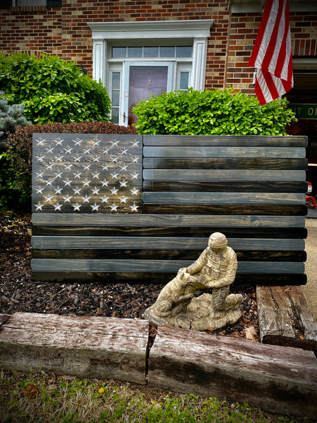 5ft Subdued Stained Wood American Flag