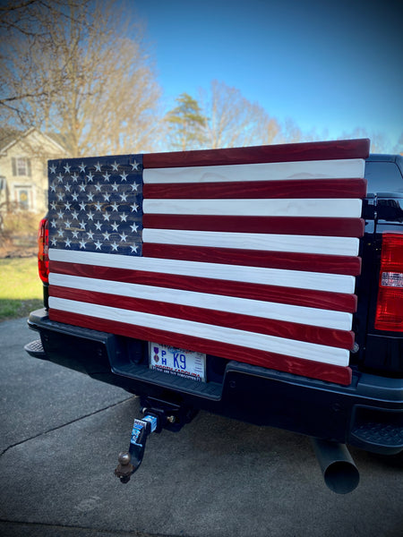 5ft Red, White and Blue Stained Wood American Flag