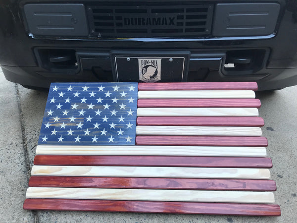 3ft Wood - Red White and Blue Stained American Flag