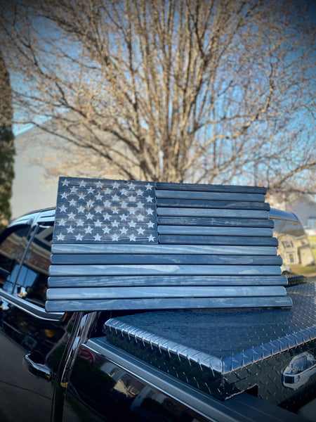 3ft Subdued Stained Wood American Flag