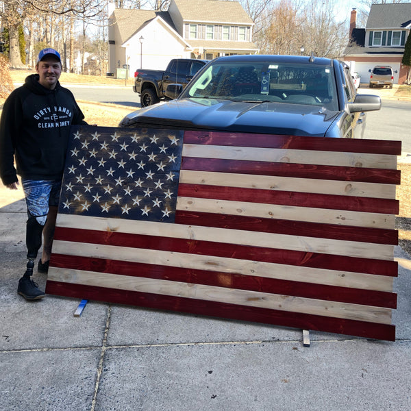 Giant 8ft Wood American Flag **PICKUP OR LOCAL DELIVERY ONLY**